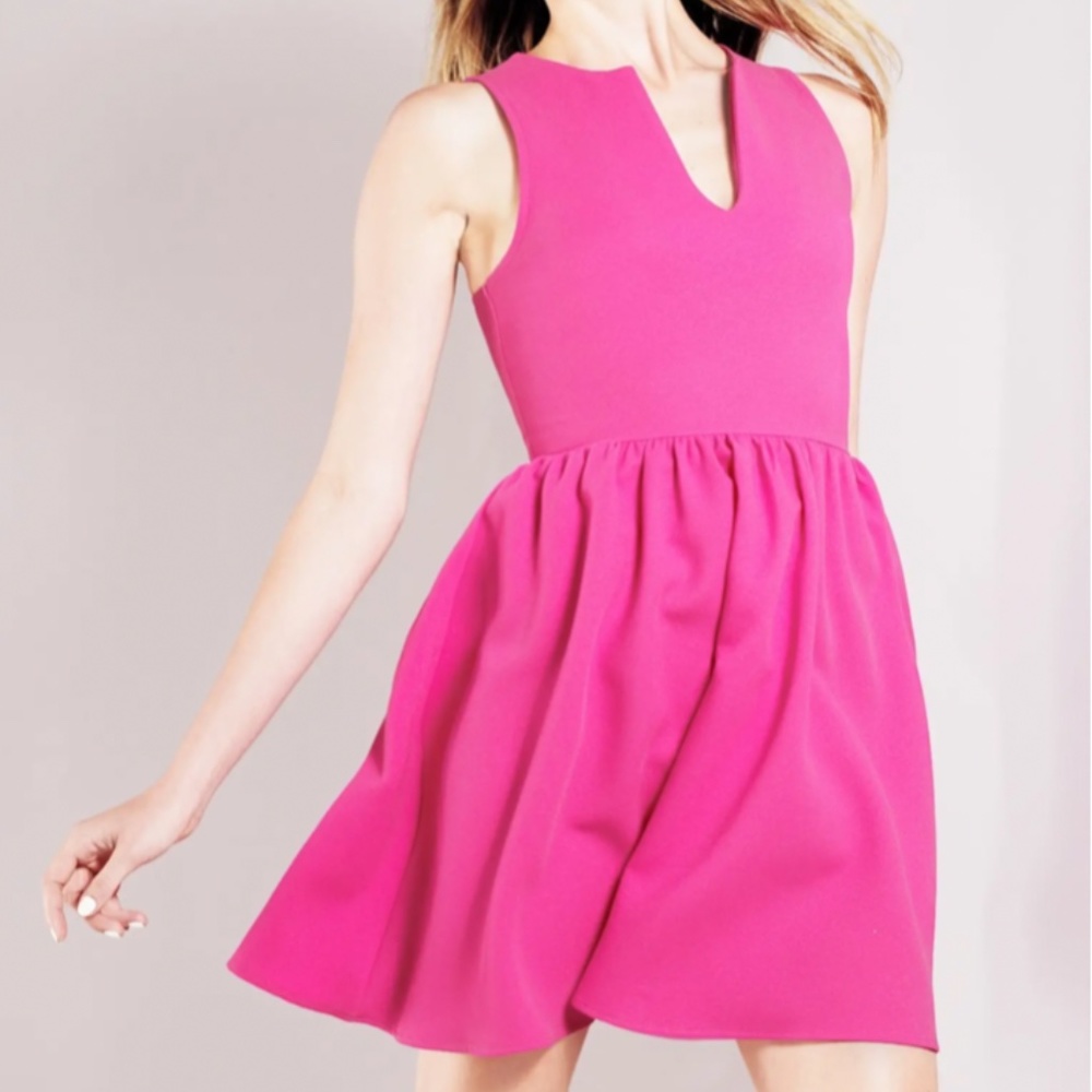 NWT hot pink Everly medium notch neck skater dress
